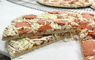 Sliced round pizza.